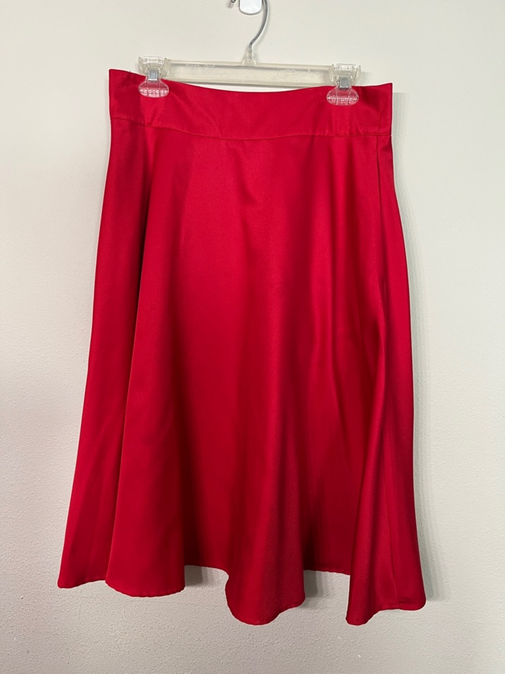 Unique Vintage Bold Red A-Line Midi Skirt
